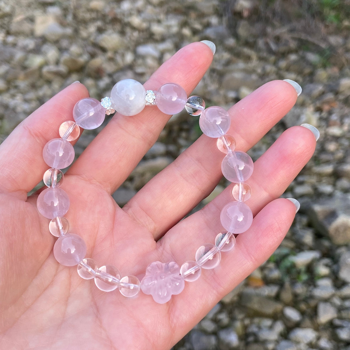Liuguang · Love Bracelet | Mozambique Star Rose Quartz · White Snowflake Phantom Quartz · Clear Quartz | Original Design