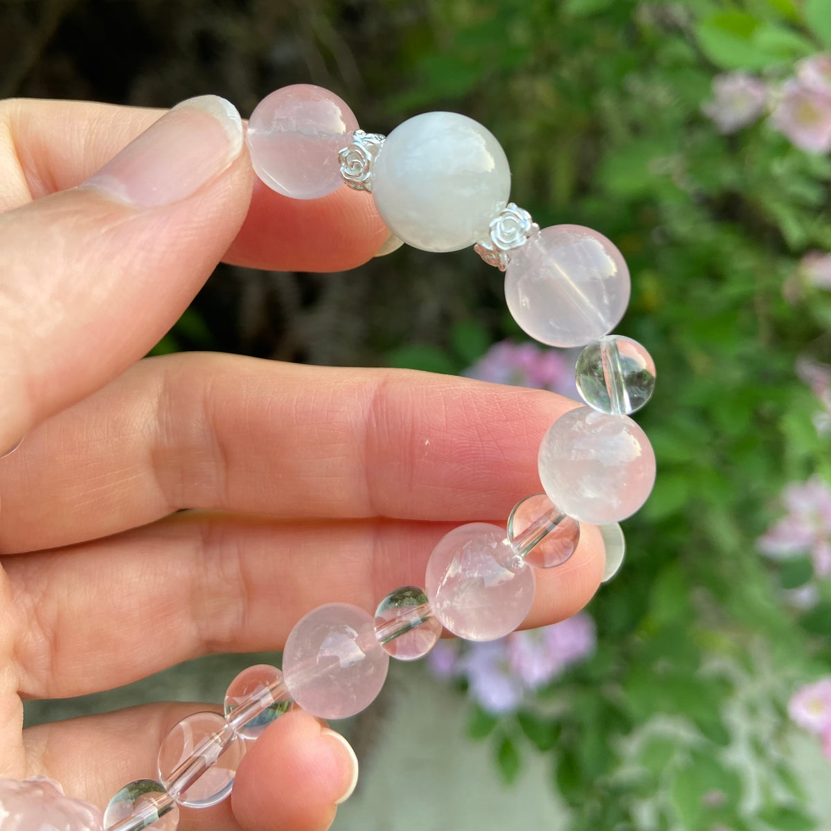 Liuguang · Love Bracelet | Mozambique Star Rose Quartz · White Snowflake Phantom Quartz · Clear Quartz | Original Design