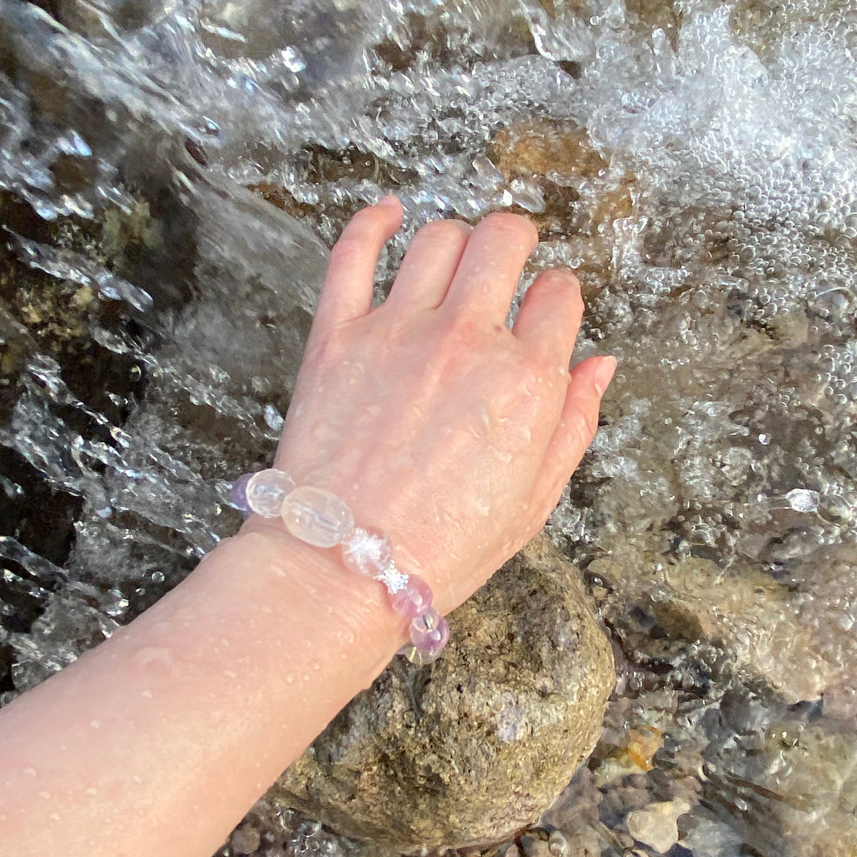 Youran · Serenity Bracelet | Lavender Amethyst · Gold Rutilated Quartz · Clear Quartz | Original Design