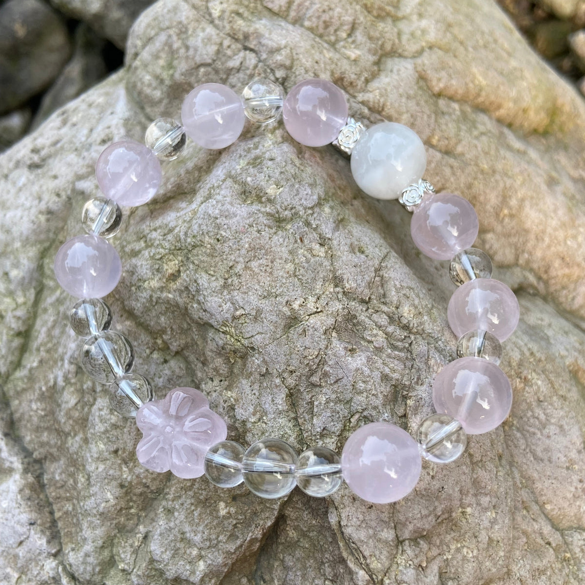 Liuguang · Love Bracelet | Mozambique Star Rose Quartz · White Snowflake Phantom Quartz · Clear Quartz | Original Design