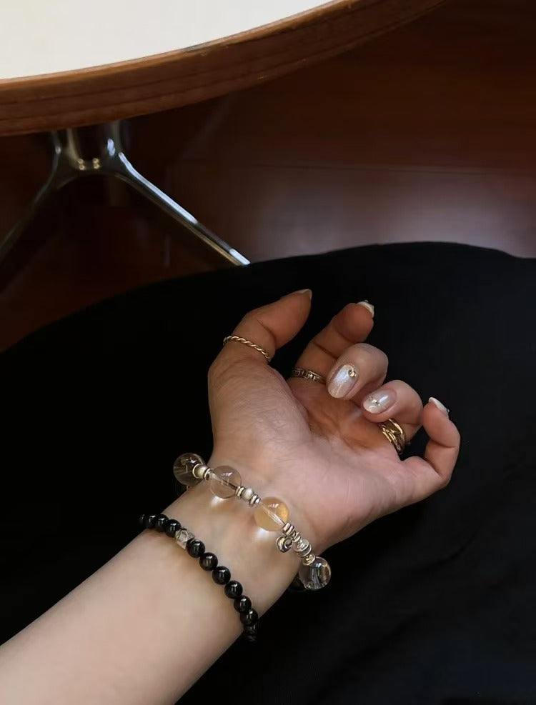 Non-Returnable | Floating Light Sand |  Original Natural Brazilian Old Mine White Crystal 925 Handmade Silver Ancient Craft Beads