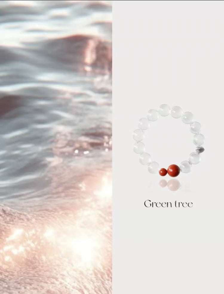 JO | <Danting> Handmade White Crystal Nanhong 925 Pure Silver Chinese Style Bracelet Niche Cool Aesthetic