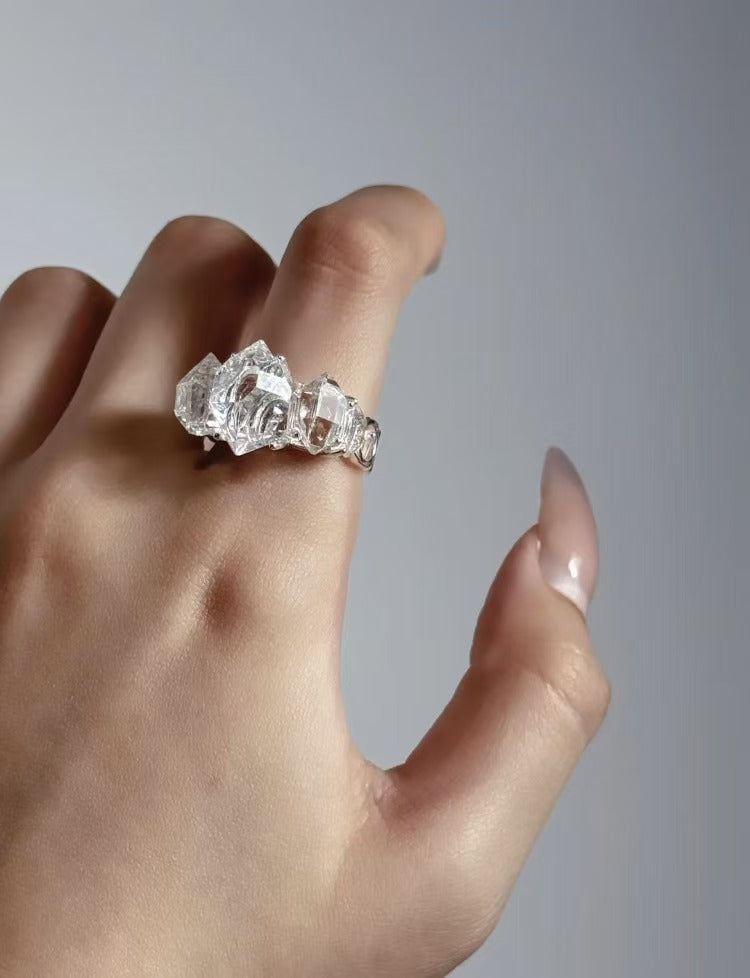 Architect Series 'White Palace' Natural Phantom Quartz Ring Original Design Custom Silver Ring