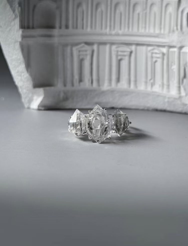 Architect Series 'White Palace' Natural Phantom Quartz Ring Original Design Custom Silver Ring