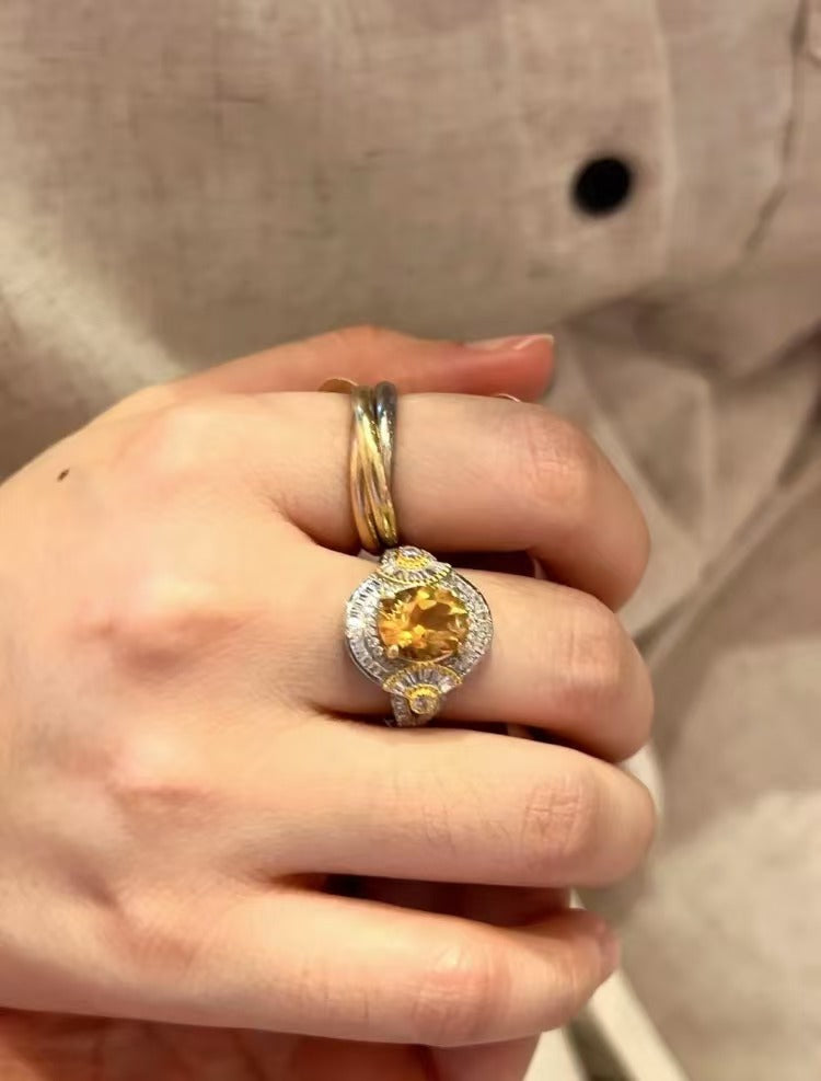 【Custom Series】Oil Painting Style Citrine Ring 24-Hour Appreciation Period See Details Before Ordering