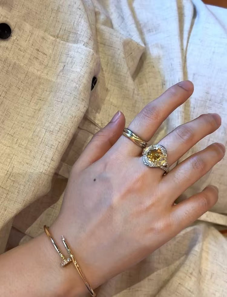 【Custom Series】Oil Painting Style Citrine Ring 24-Hour Appreciation Period See Details Before Ordering