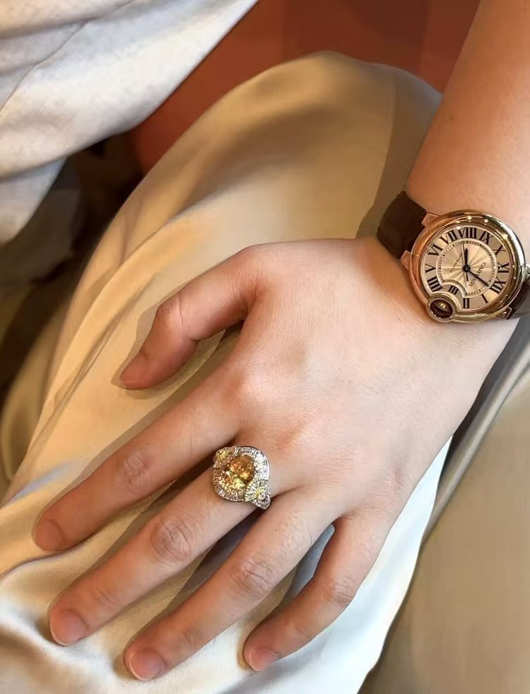 【Custom Series】Oil Painting Style Citrine Ring 24-Hour Appreciation Period See Details Before Ordering