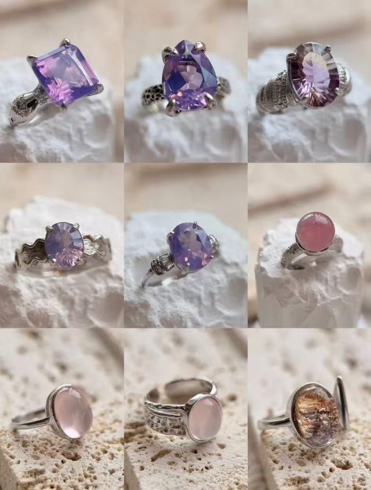 Natural Stone S925 Silver Handmade Custom Ring【No Appreciation Period, Note Ring Size When Ordering】
