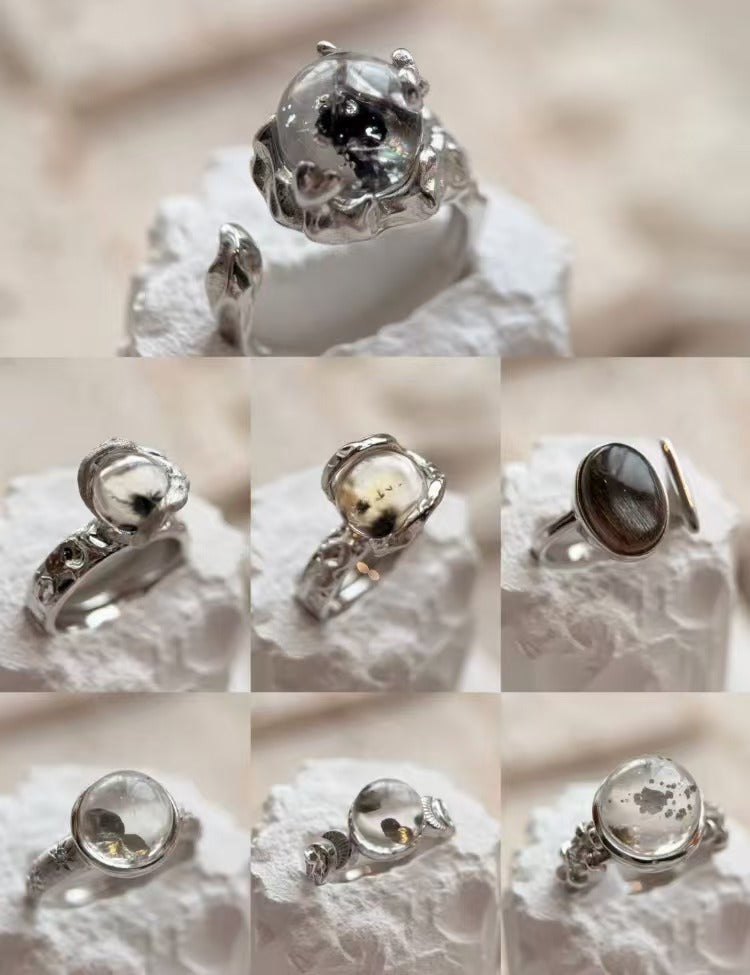 Natural Stone S925 Silver Handmade Custom Ring【No Appreciation Period, Note Ring Size When Ordering】