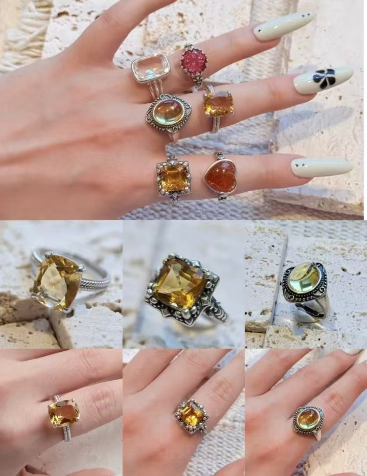 Natural Stone S925 Silver Handmade Custom Ring【No Appreciation Period, Note Ring Size When Ordering】