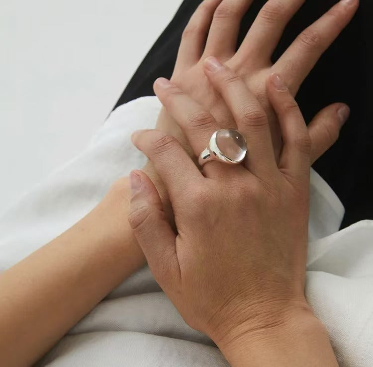 Spring Summer White Crystal Ring Square Tail Ring Minimalist Index Finger Ring Luxury Statement Jewelry