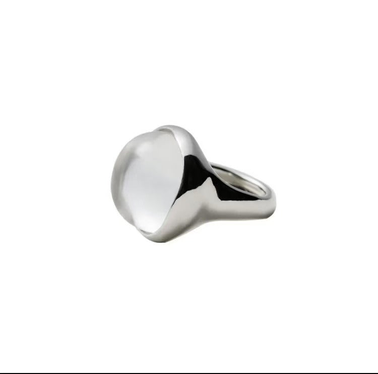 Spring Summer White Crystal Ring Square Tail Ring Minimalist Index Finger Ring Luxury Statement Jewelry