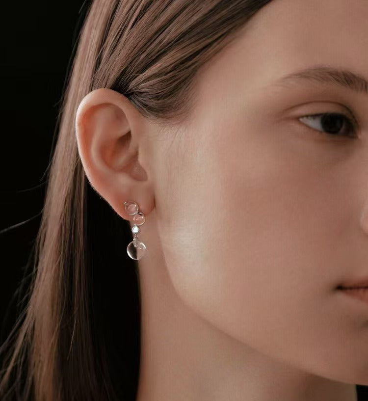 Hesheng Micro-Cluster Natural White Crystal Earrings Teardrop Asymmetric Luxury Statement Jewelry