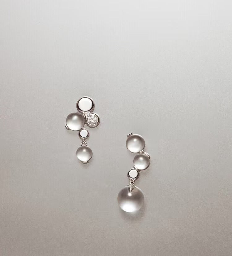 Hesheng Micro-Cluster Natural White Crystal Earrings Teardrop Asymmetric Luxury Statement Jewelry