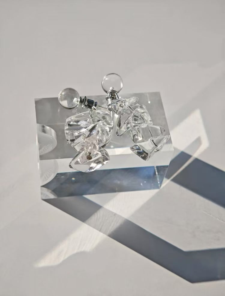 Natural Irregular White Crystal Earrings Convertible 2-in-1 Earrings