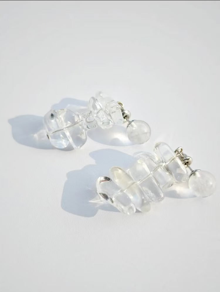 Natural Irregular White Crystal Earrings Convertible 2-in-1 Earrings