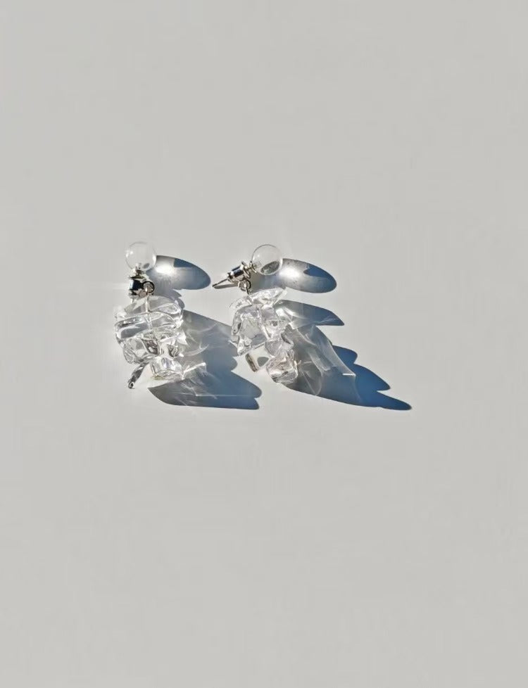 Natural Irregular White Crystal Earrings Convertible 2-in-1 Earrings