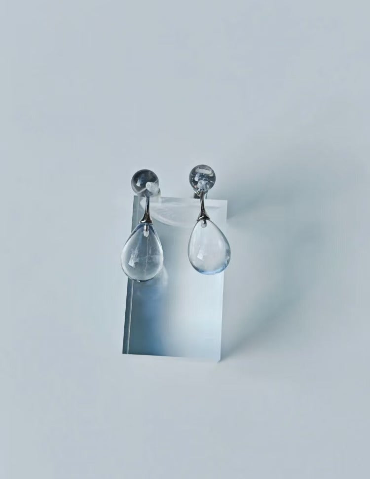 Natural White Crystal Teardrop Earrings Luxury Convertible 2-in-1 Earrings