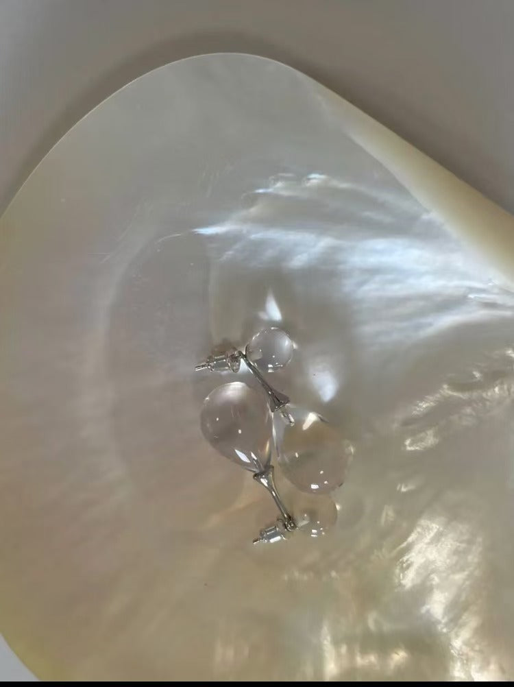 Natural White Crystal Teardrop Earrings Luxury Convertible 2-in-1 Earrings