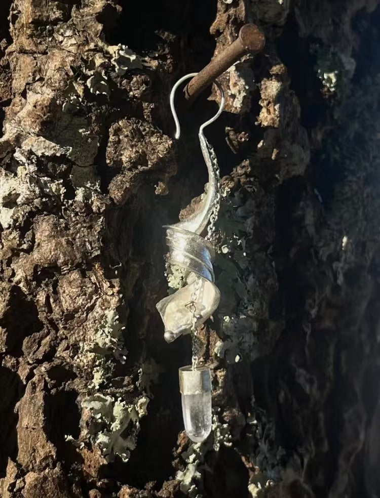 Spiral of Light / Handmade 925 Silver Crystal Spiral Earrings