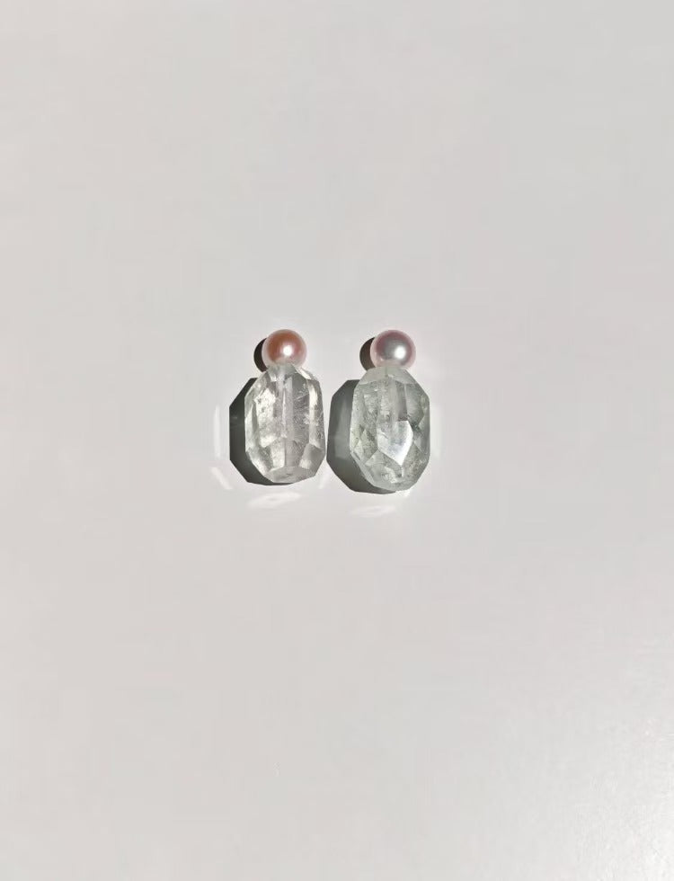 Natural Pearl Green Crystal Earrings