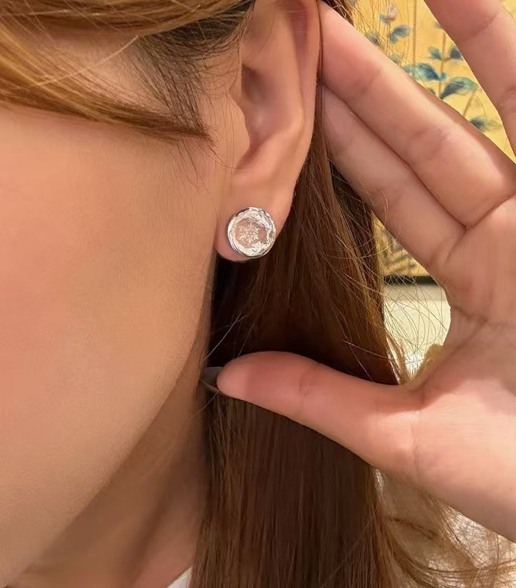 White Crystal Carved Snowflake Luxury Set S925 Silver Necklace Choker Ring New Year Christmas Gift