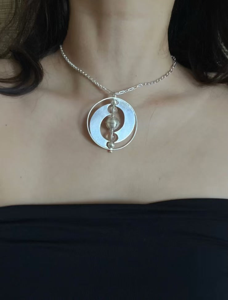 Universe in the Heart / Handmade Crystal Necklace Pendant 925 Silver