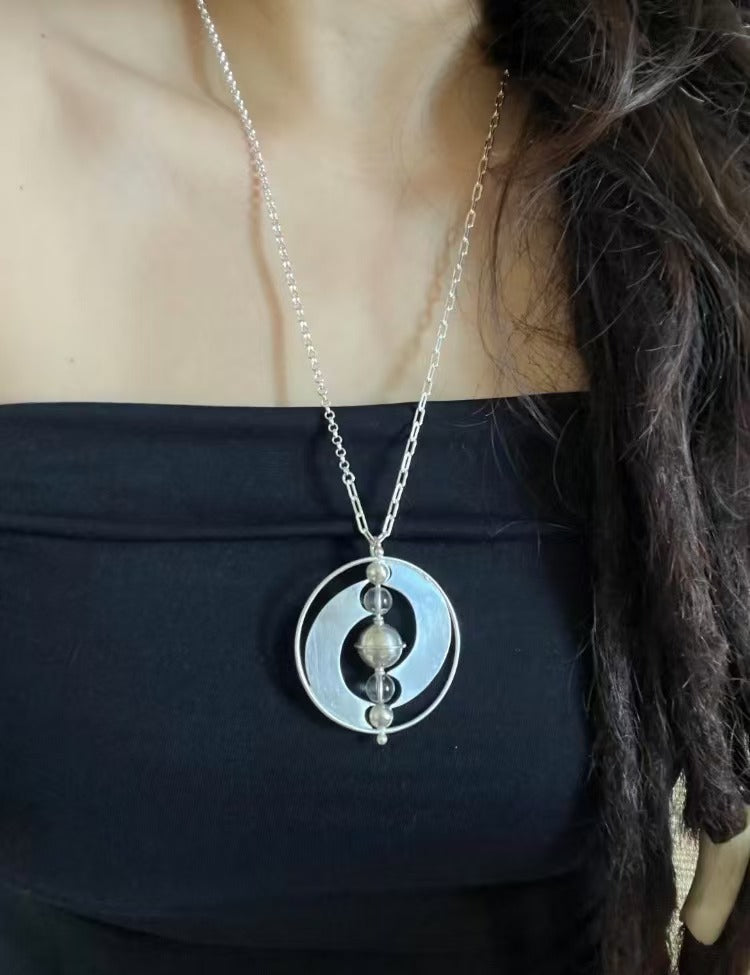 Universe in the Heart / Handmade Crystal Necklace Pendant 925 Silver