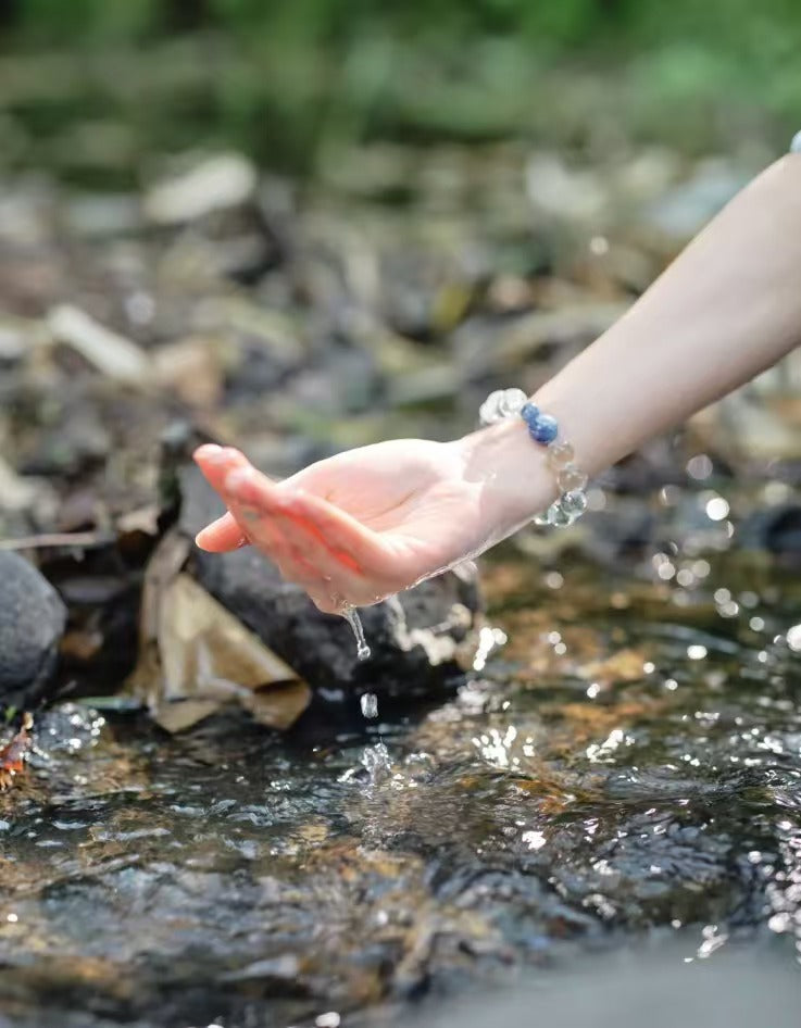Yun Ting - All Things Grow Collection | Natural Clear Quartz & Kyanite S925 Silver Bracelet"