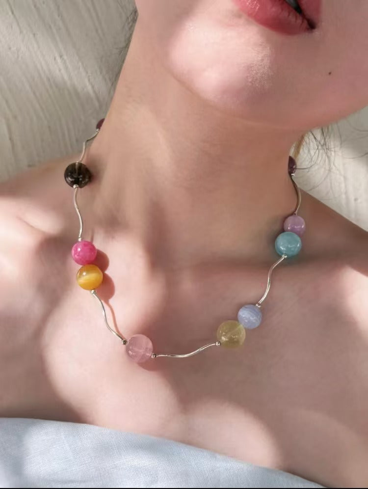 Sunset Starry River · Original Handmade Natural Stone Crystal Necklace