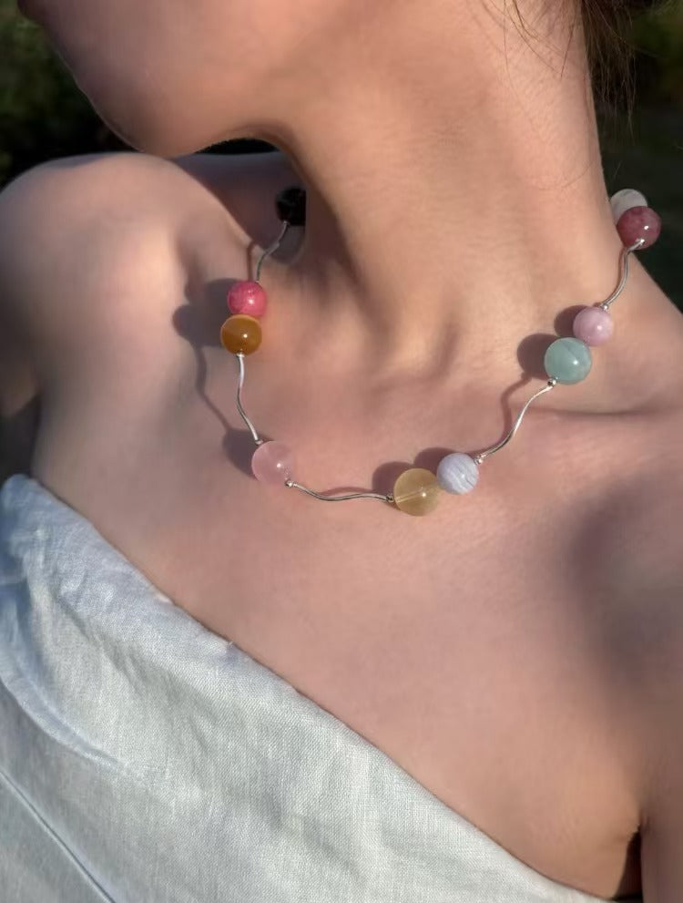 Sunset Starry River · Original Handmade Natural Stone Crystal Necklace