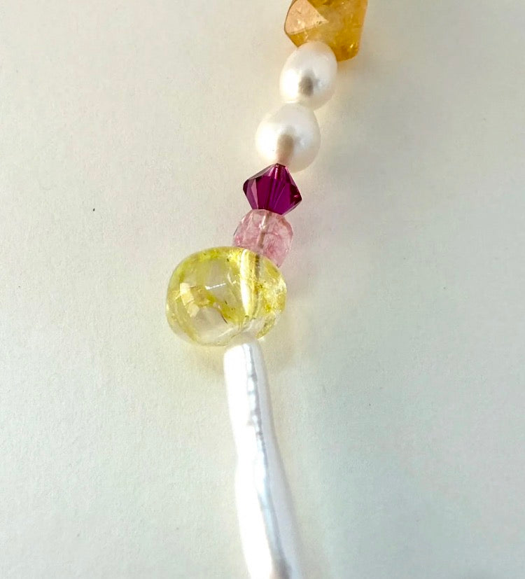 Colorful Crystal Necklace | Original Art Design Women's Vintage Neck Chain Clavicle Chain Accessory