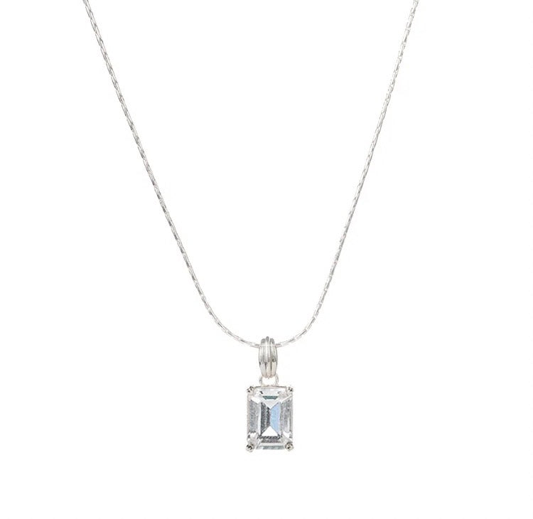 Cube Natural White Crystal Necklace Layered Niche Original Design Gift Premium Women's Accessory