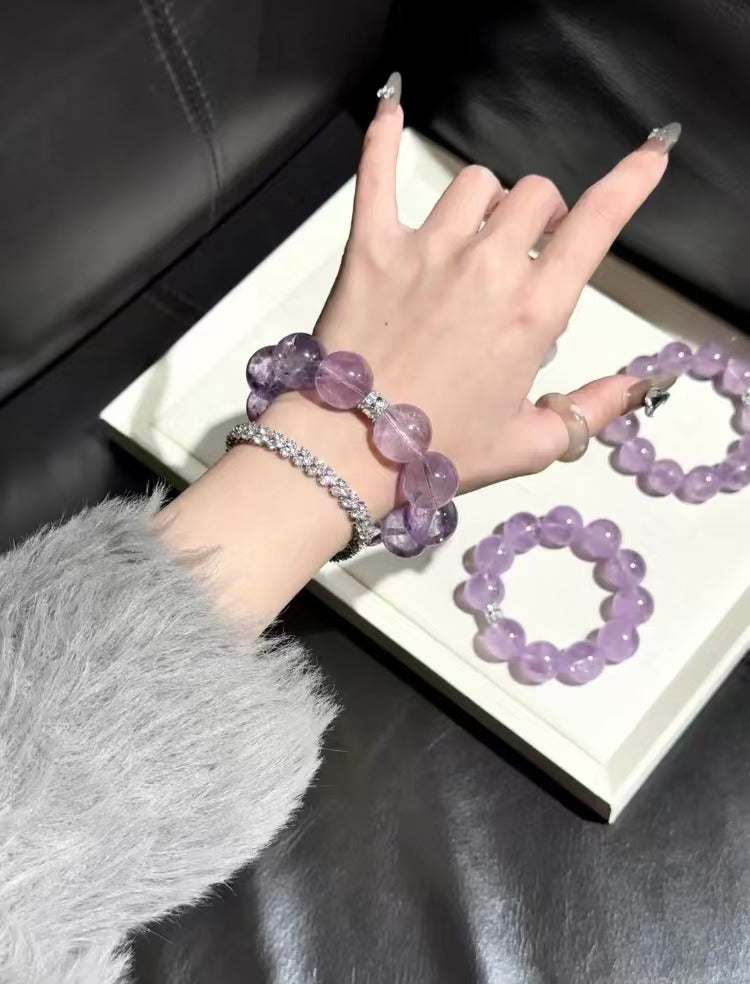 [Flower & Shadow] Romantic Lavender Purple Crystal Purple Amethyst 11-19mm Large Beads