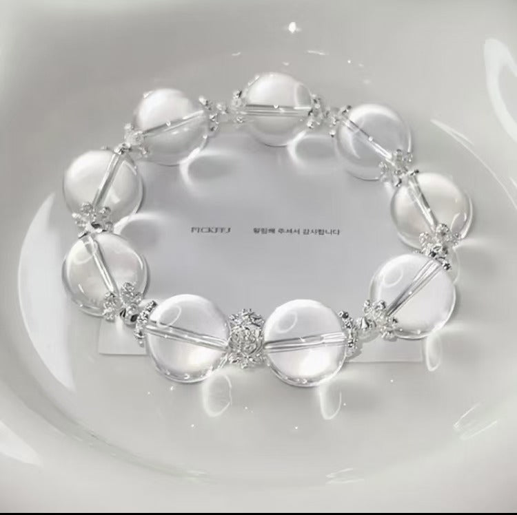 [Rhine River] Original Design White Crystal Bracelet - Elegant Transparent Flash Card 15 Silver-Plated Accessories