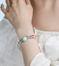 Song Ling Bracelet - Natural Brazilian Fully Transparent White Crystal with Natural Larimar & Amethyst Gift