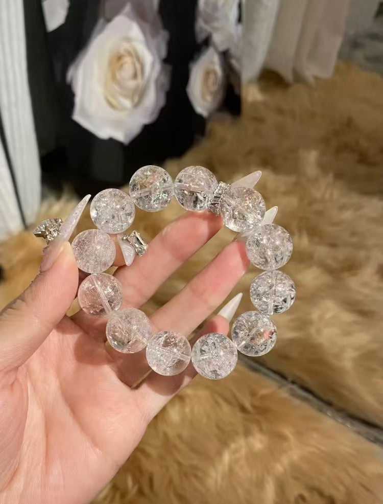 [Sea Salt Soda] White Agate Brilliant Natural Handmade Crystal Beaded Jewelry Bracelet