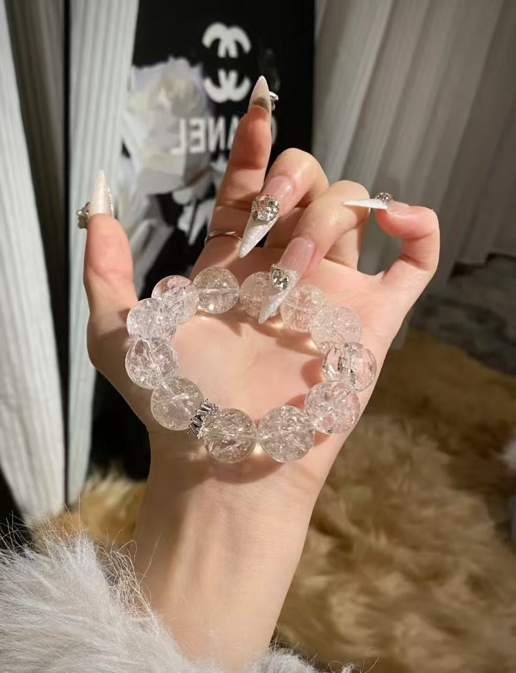 [Sea Salt Soda] White Agate Brilliant Natural Handmade Crystal Beaded Jewelry Bracelet