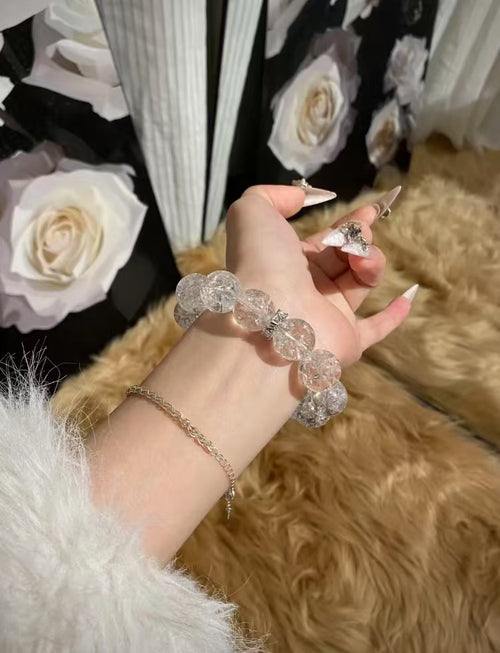 [Sea Salt Soda] White Agate Brilliant Natural Handmade Crystal Beaded Jewelry Bracelet