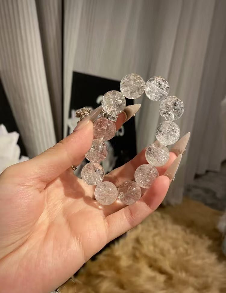 [Sea Salt Soda] White Agate Brilliant Natural Handmade Crystal Beaded Jewelry Bracelet