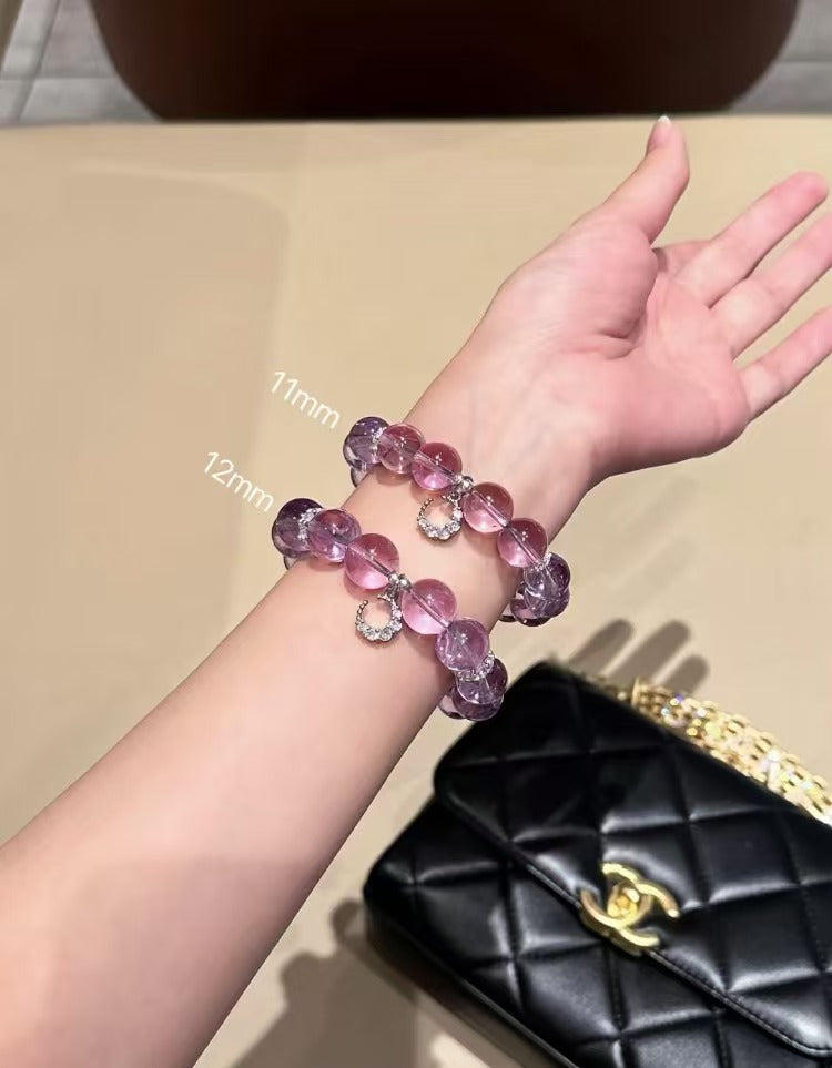 [Purple Grape] Bolivian Amethyst 11mm Moon Pendant - Academic & Career Success (Not Fully Clear)