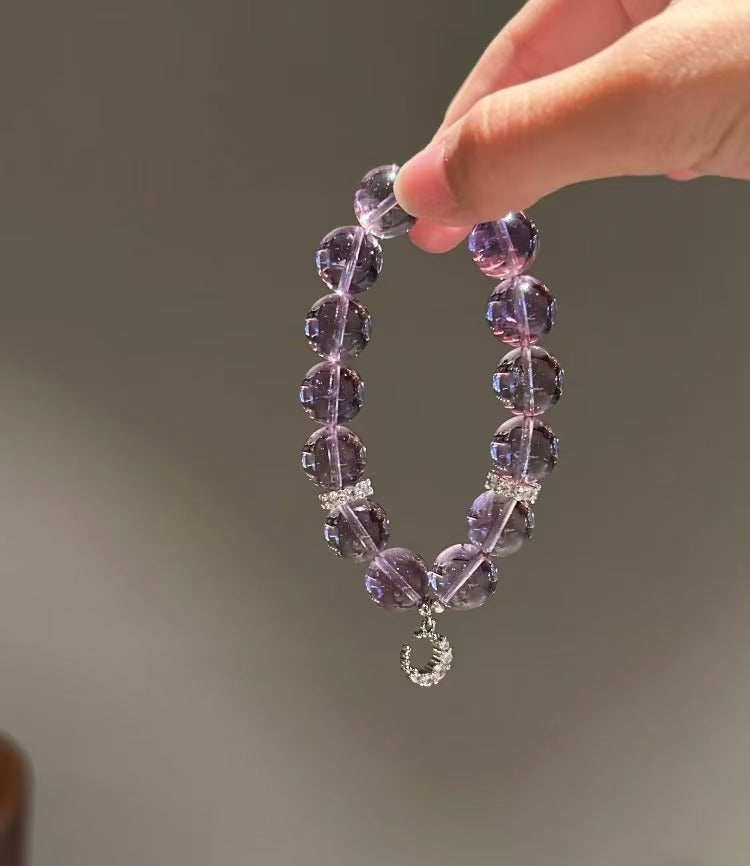 [Purple Grape] Bolivian Amethyst 11mm Moon Pendant - Academic & Career Success (Not Fully Clear)