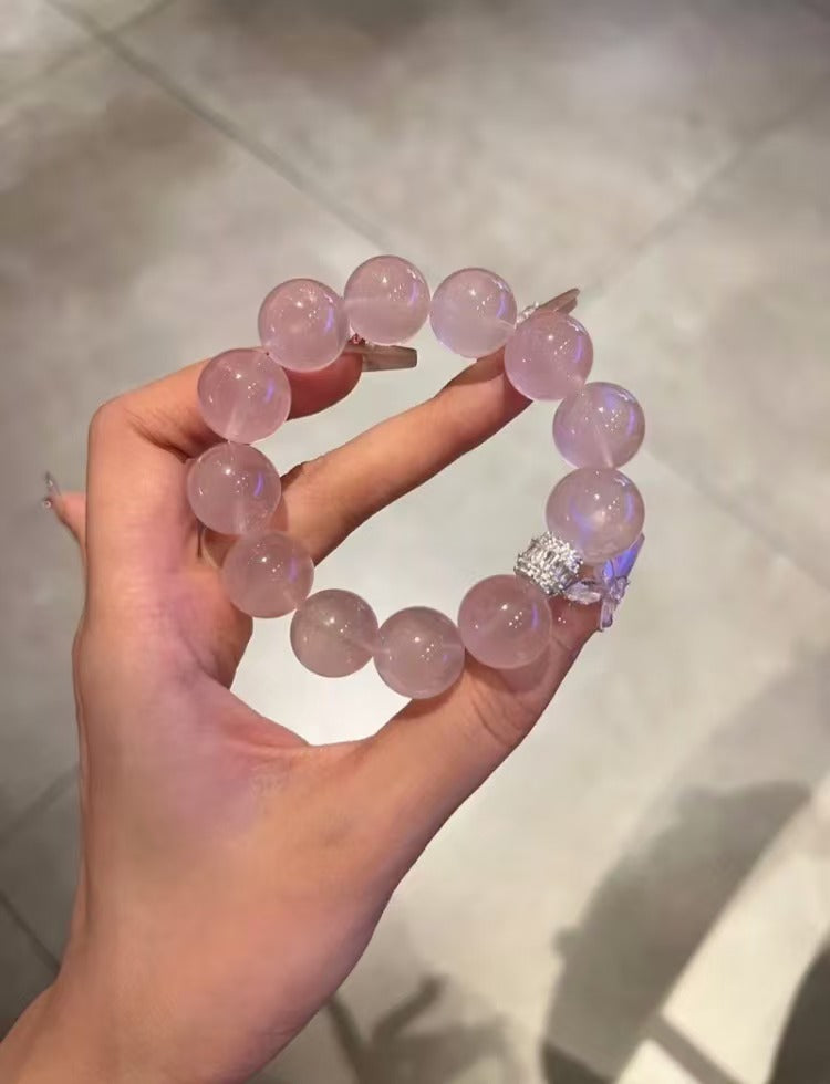 BEREAL [Pink Ball Ball] High Quality Transparent Madagascar Rose Quartz Custom Crystal Bracelet