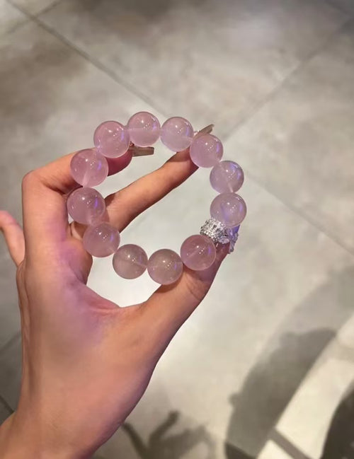 BEREAL [Pink Ball Ball] High Quality Transparent Madagascar Rose Quartz Custom Crystal Bracelet