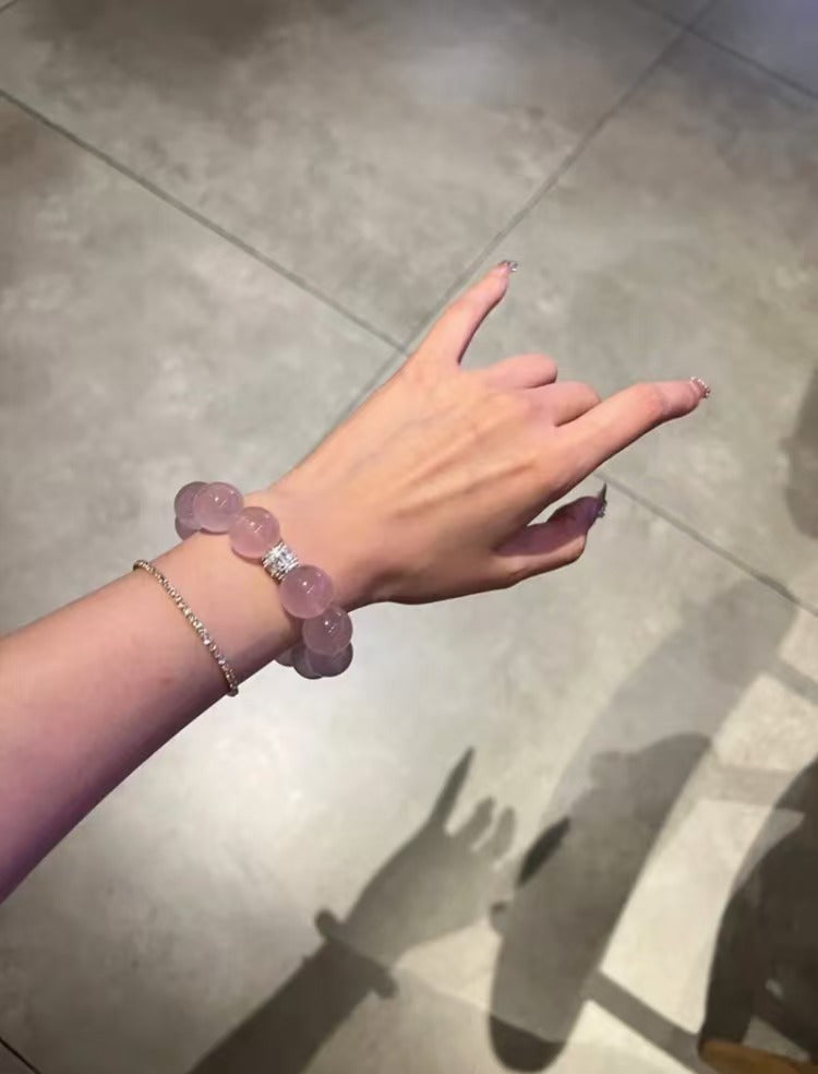 BEREAL [Pink Ball Ball] High Quality Transparent Madagascar Rose Quartz Custom Crystal Bracelet