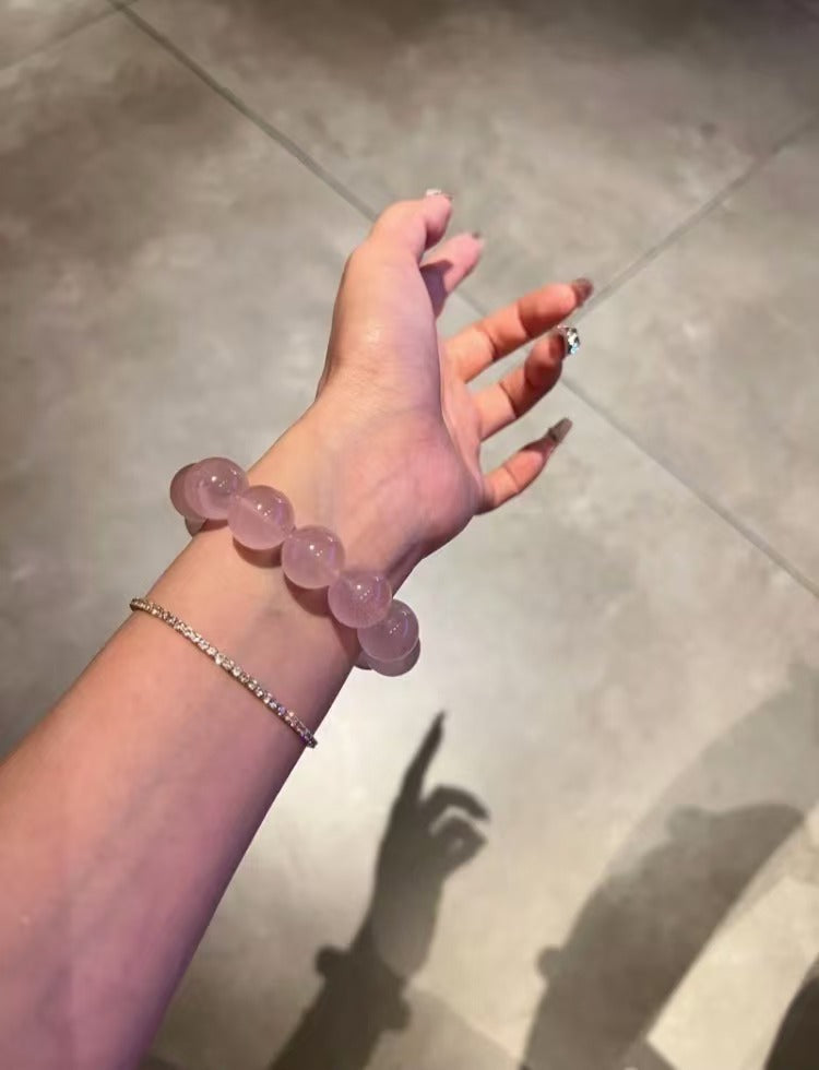 BEREAL [Pink Ball Ball] High Quality Transparent Madagascar Rose Quartz Custom Crystal Bracelet