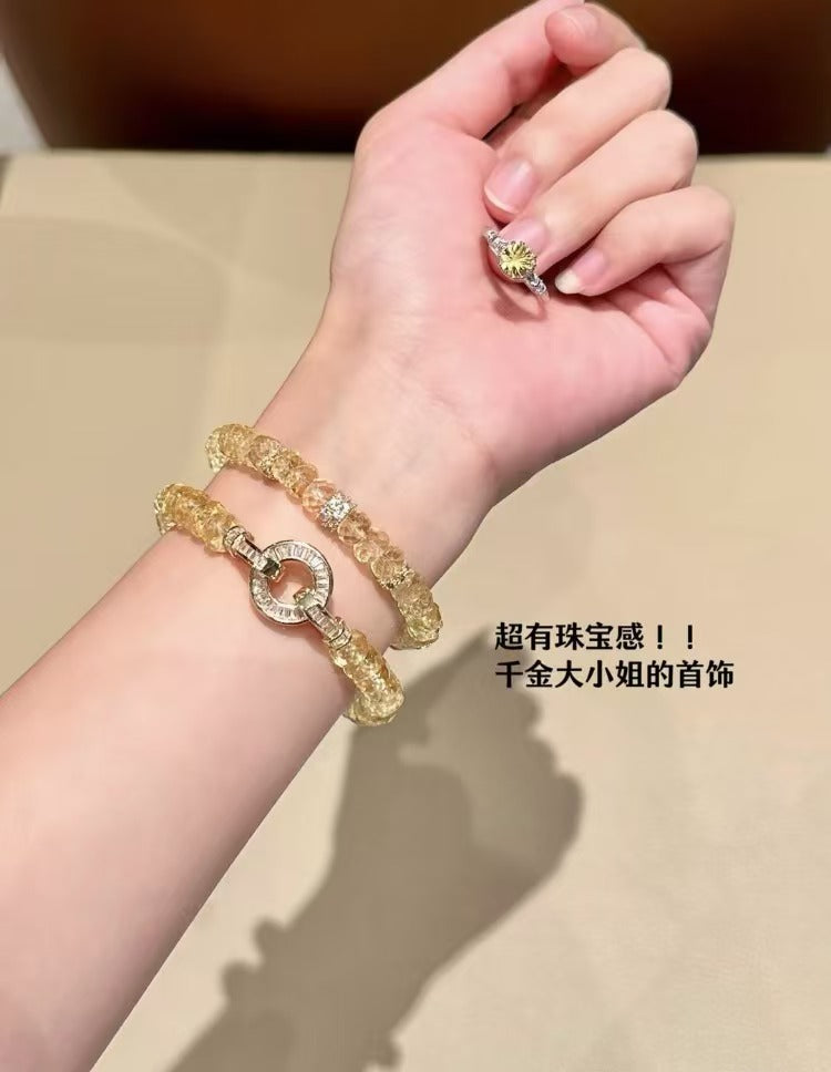 [Golden Ingot] Brazilian Citrine Diamond-Cut Abacus Beads - Hand-Cut Brilliant Citrine Wealth Attraction Bracelet