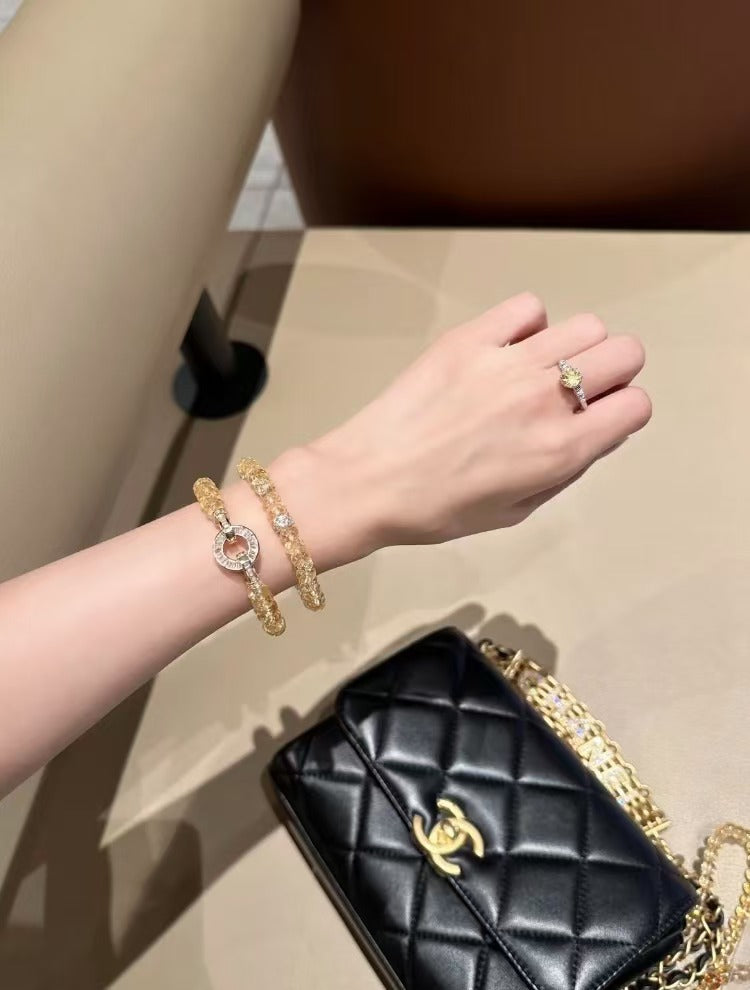 [Golden Ingot] Brazilian Citrine Diamond-Cut Abacus Beads - Hand-Cut Brilliant Citrine Wealth Attraction Bracelet