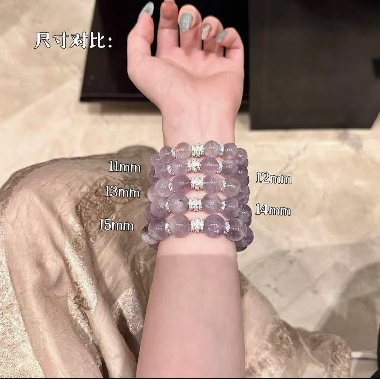 [Ice Transparent Rabbit Hair] Natural High Transparency Treasure Bowl Purple Rutilated Quartz Crystal Bracelet - Gift for Best Friend or Girlfriend