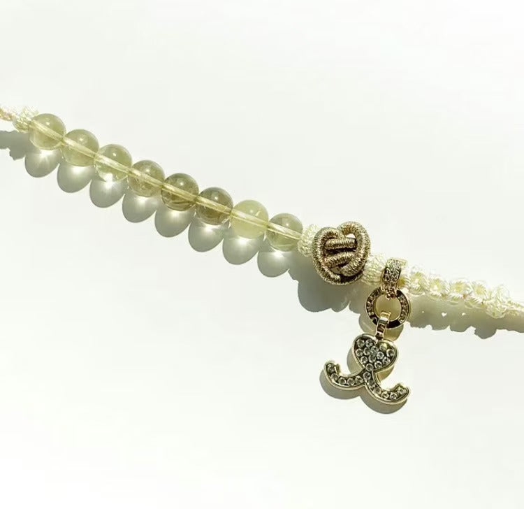 Crystal Guardian Series Citrine Braided Pet Necklace Collar Pendant - Wealth Attraction Prayer Healing